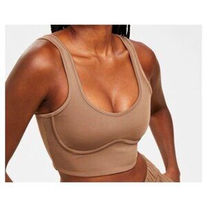 Jenni Style Not Size Women's Corset Bra Crop Top Dark Tan Brown XS Extra Small